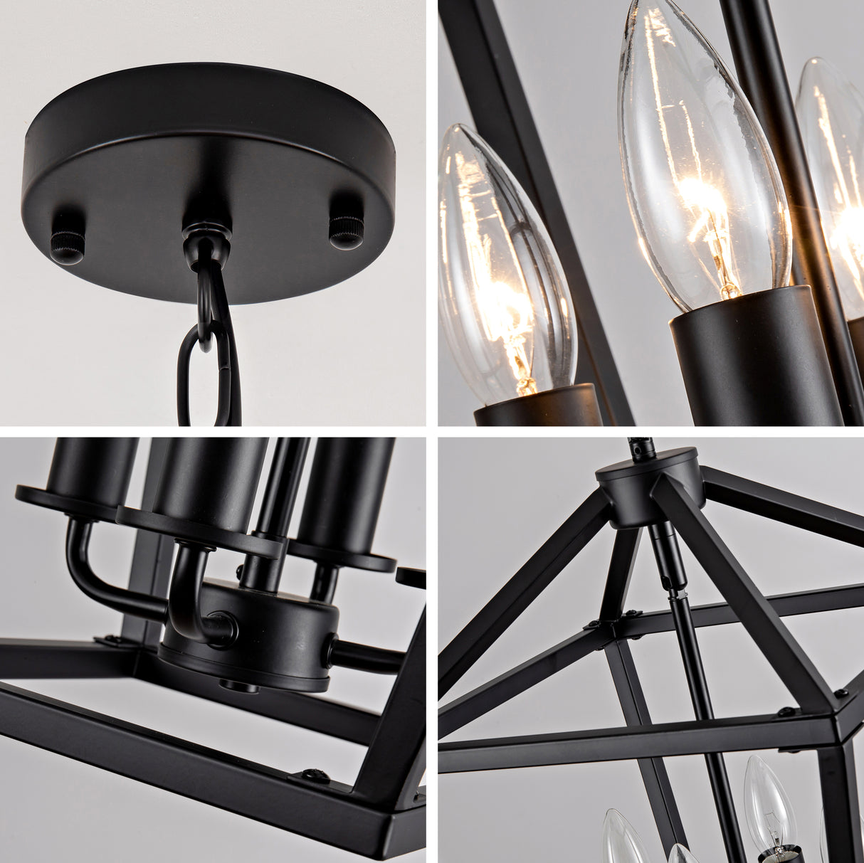 Farmhouse Lantern Chandelier 4-Light