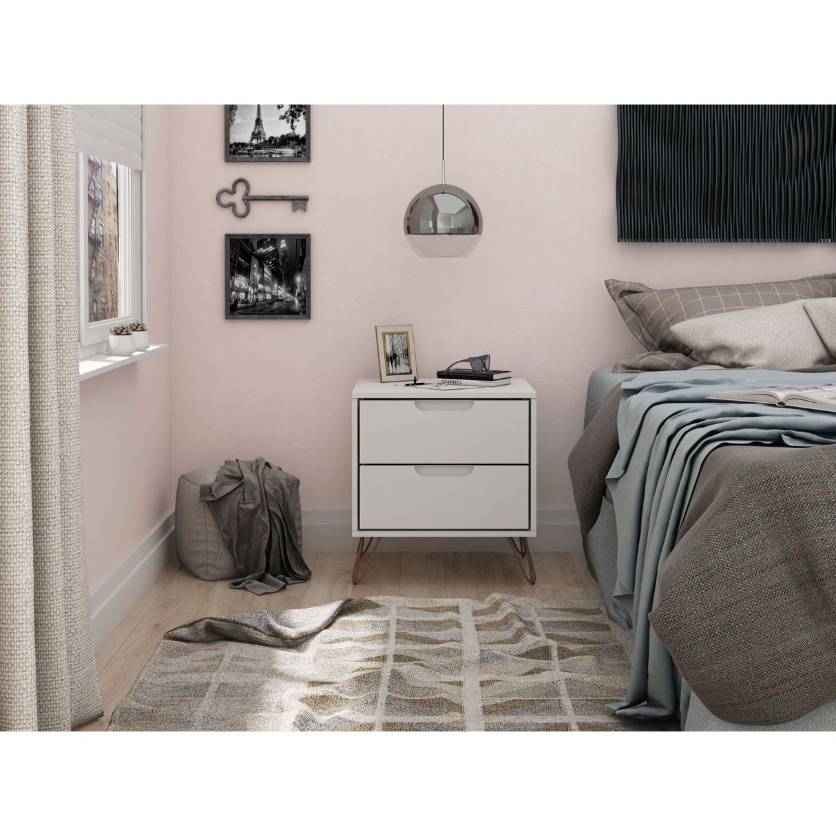 Rockefeller - Nightstand With 2 Drawers - White