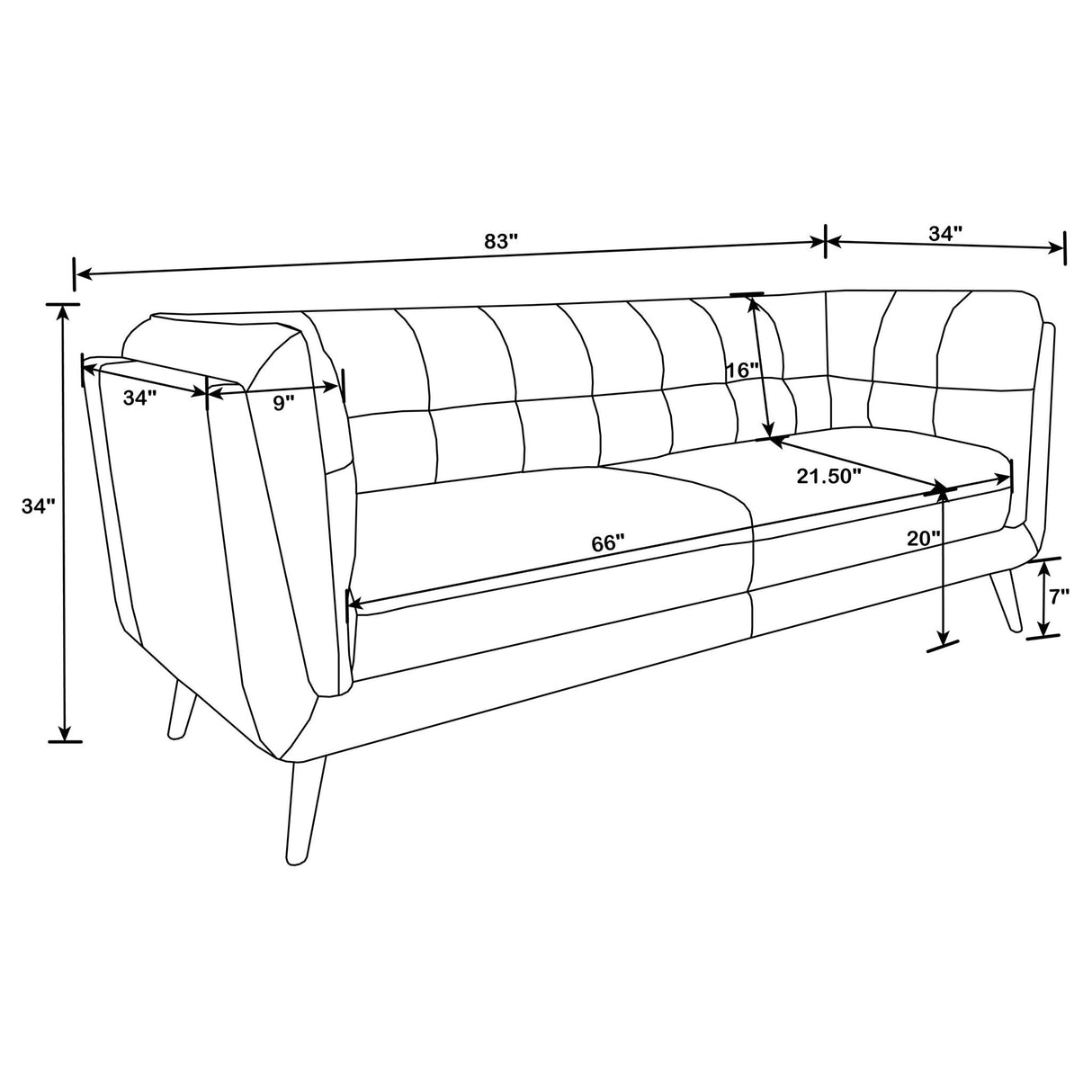 Maximillion - Tuxedo Arms Sofa - Brown