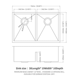 Modern Double Bowl Undermount Kitchen Sink 50 / 50 Design Stainless Steel