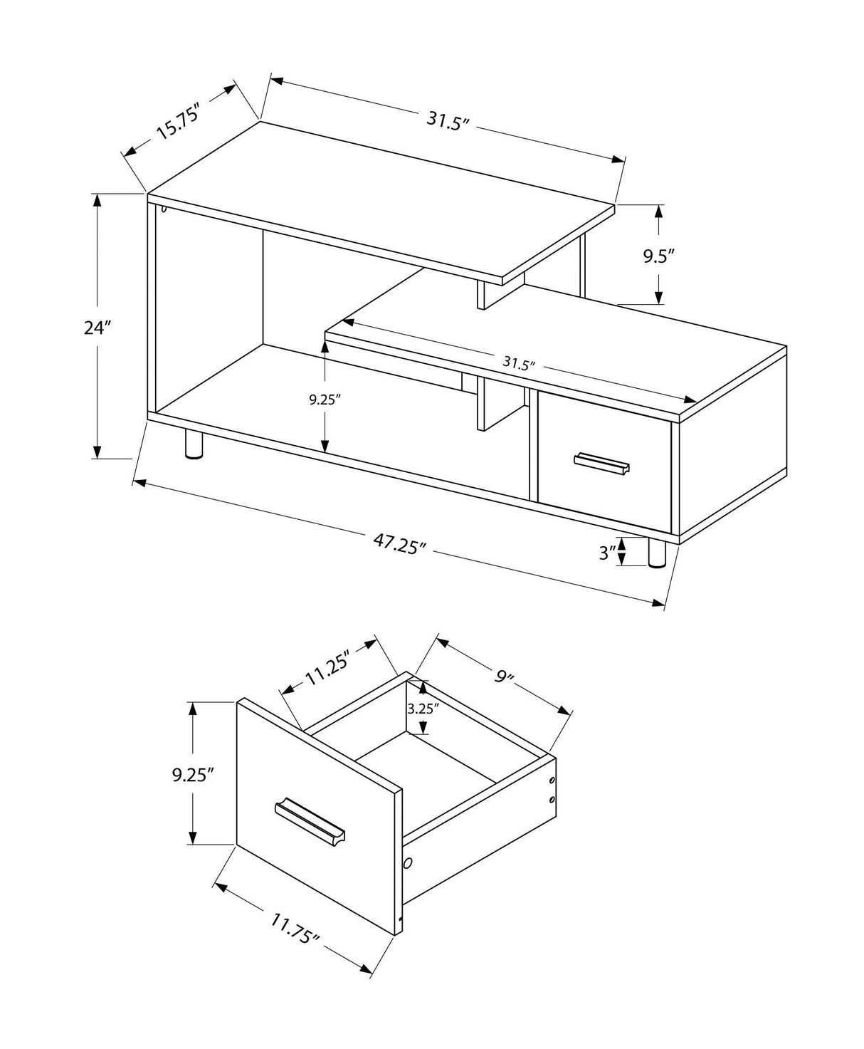TV Stand, Console, Media Entertainment Center, Storage Drawer, Contemporary - Best Buy Furniture