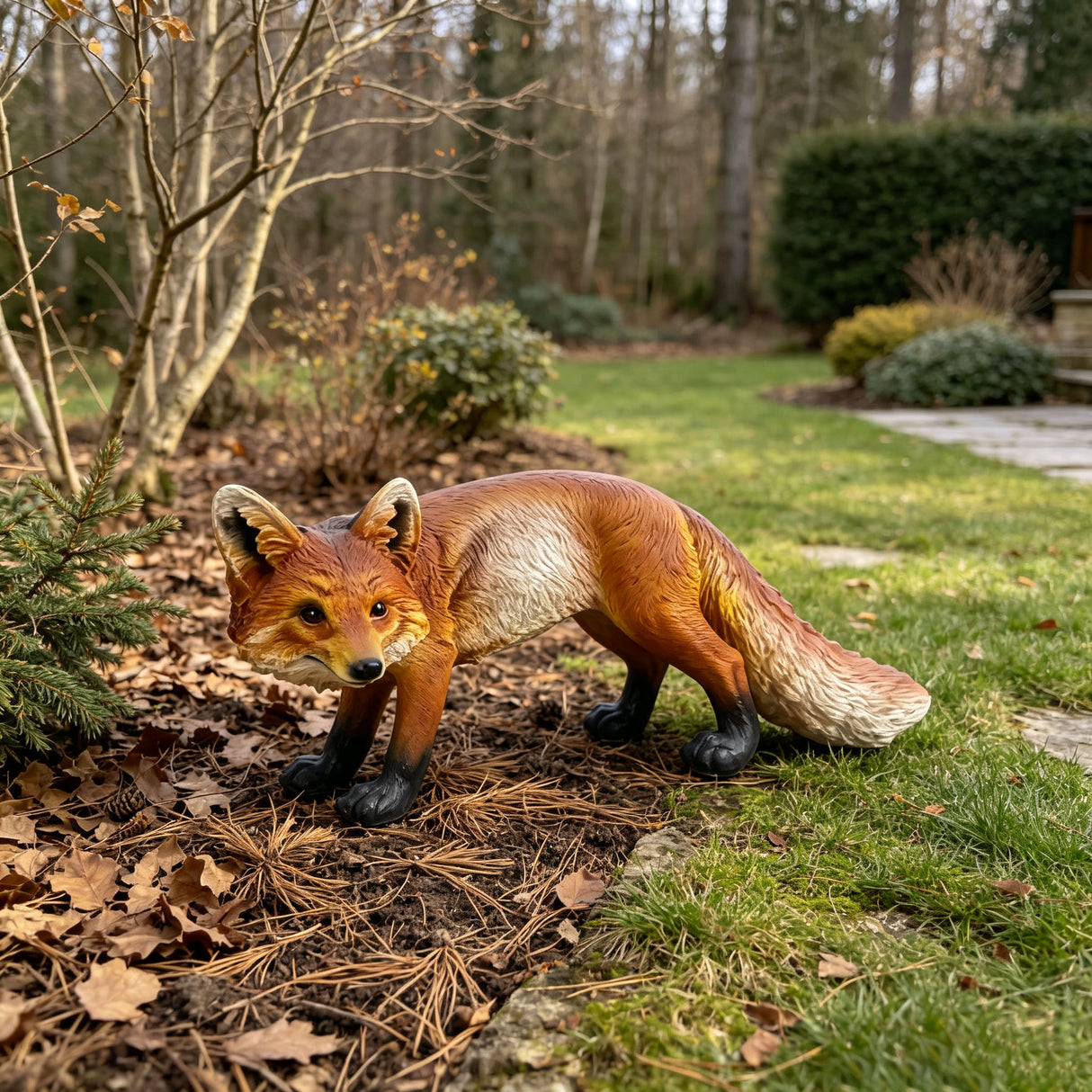 19.69" Long Realistic Red Fox Statue