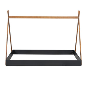 Full Size Tent Floor Bed With Triangle Structure, Low Profile Design - Black / Brown