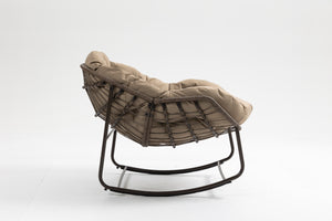 Outdoor Oversized Wicker Rocking Chair with Thick Cushion