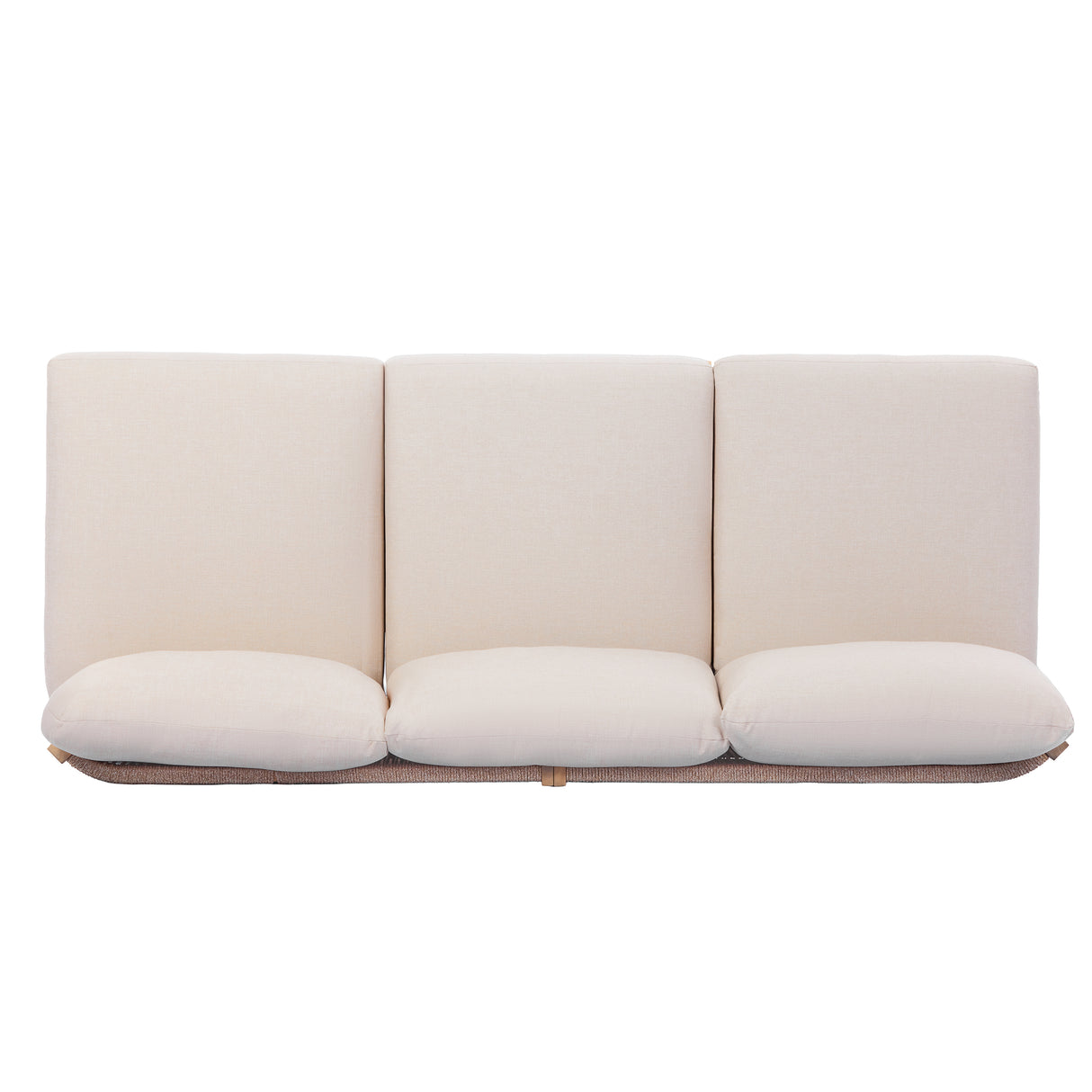 73.23" Outdoor Acacia Wood Frame Rope-Braided Backrest Three-Seater Sofa