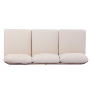 73.23" Outdoor Acacia Wood Frame Rope-Braided Backrest Three-Seater Sofa