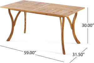 Outdoor Hermosa 7 Piece Wood Dining Set with Cushions