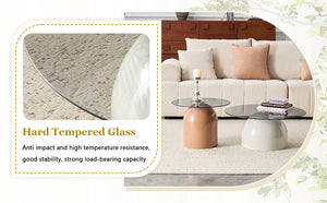 Nesting Coffee Table Set of 2 with Glass Desktop