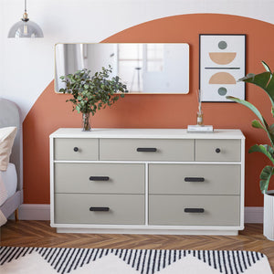 Valencia 7 Drawer Wide Dresser - Taupe