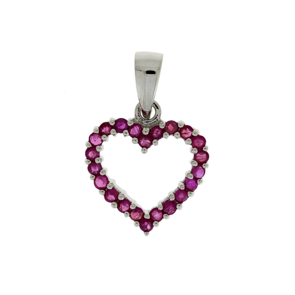 .37ct Ruby Heart Love Pendant 10KT White Gold