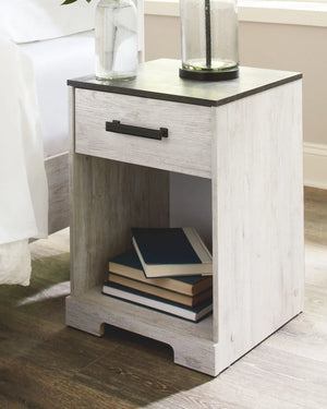 Shawburn - One Drawer Night Stand - Whitewash / Charcoal Gray - Best Buy Furniture