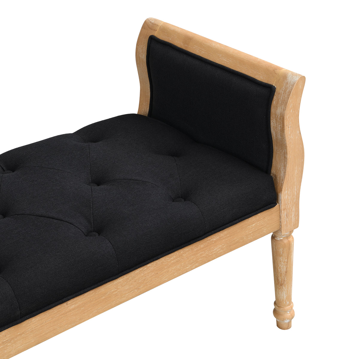 Modern Upholstered Bench with Curved Arms