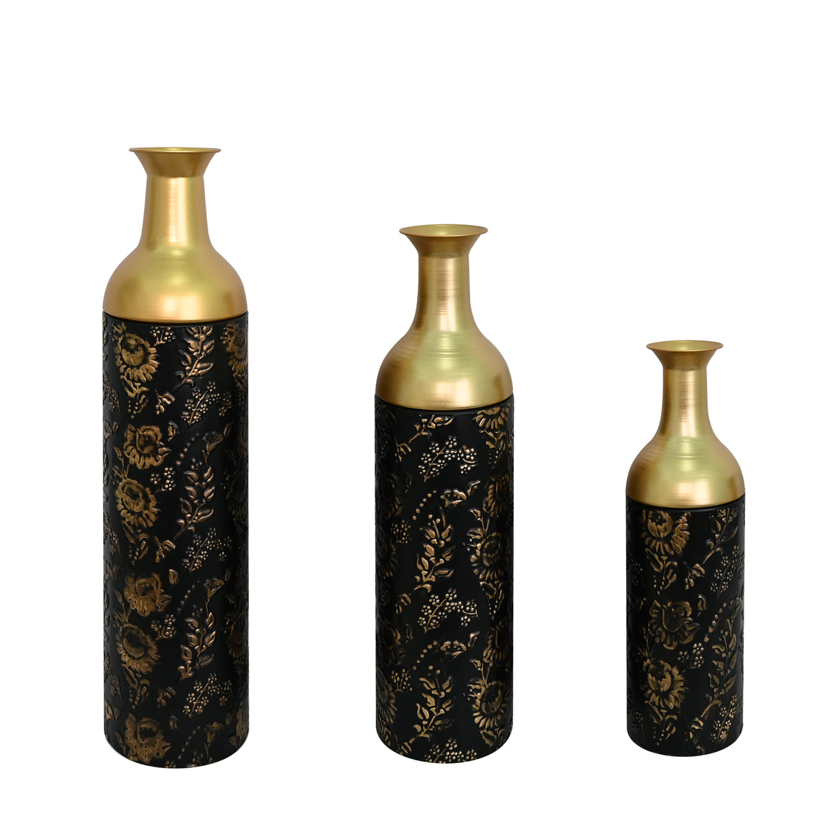 Decorative Metal Vases Set of 3