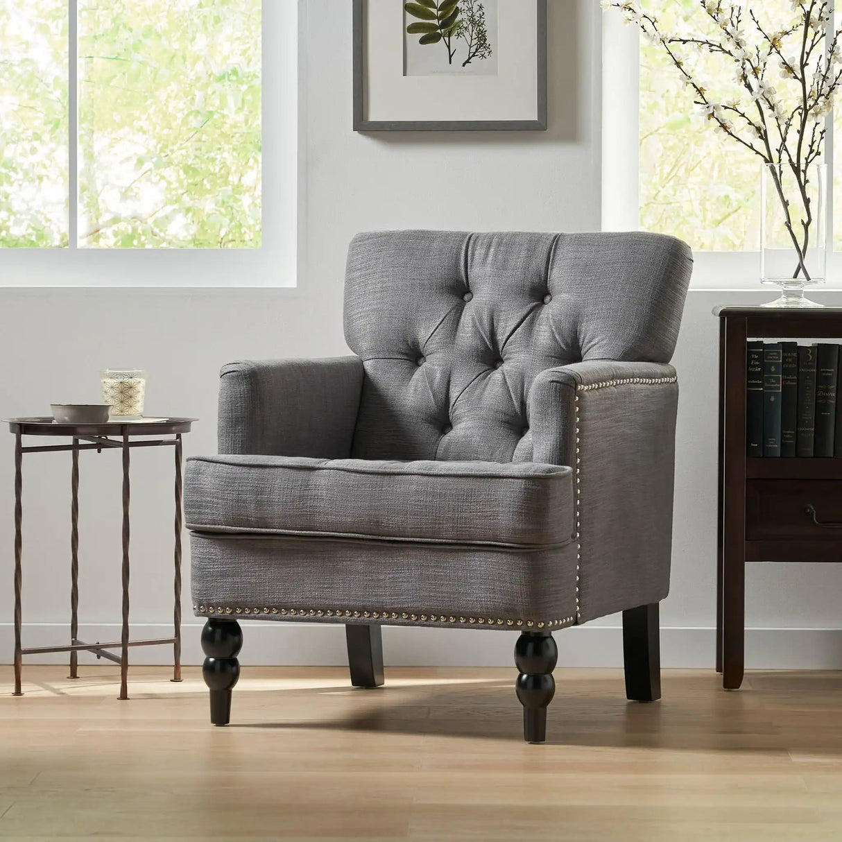 Harrison - Tufted Club Chair With Button Tufted Back And Birch Wood Legs - Best Buy Furniture