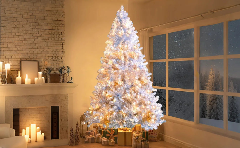 7.4FT Sliver Pre-Lit Artificial Christmas Tree