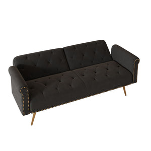 Luxurious Sofa Bed With Nail Head Trim And Matching Pillow
