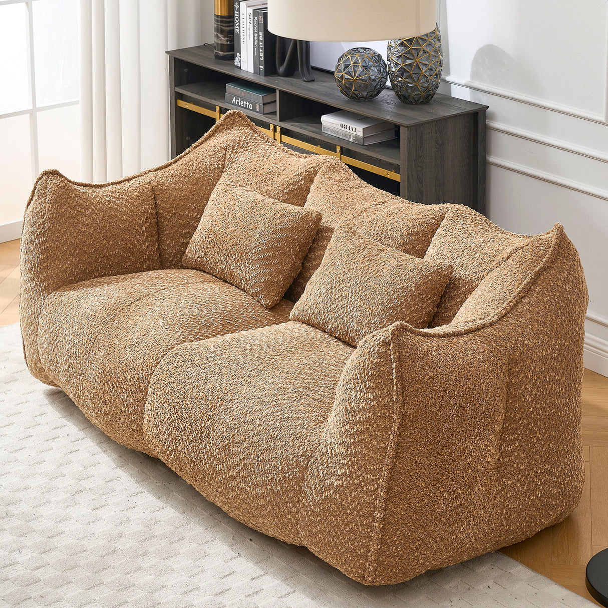 Comfortable Dual Beanbag Chair With High Resilience Foam Core For 2 People