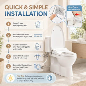 Smart Bidet Toilet Seat with Side Knob Adjustable Heated Seat