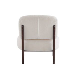Modern Boucle Lounge Chair With Solid Wood Fram