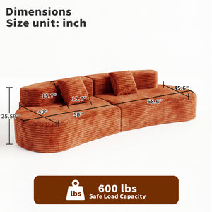 108.6-Inch Curved Combination Sofa with Modern Cloud Pattern