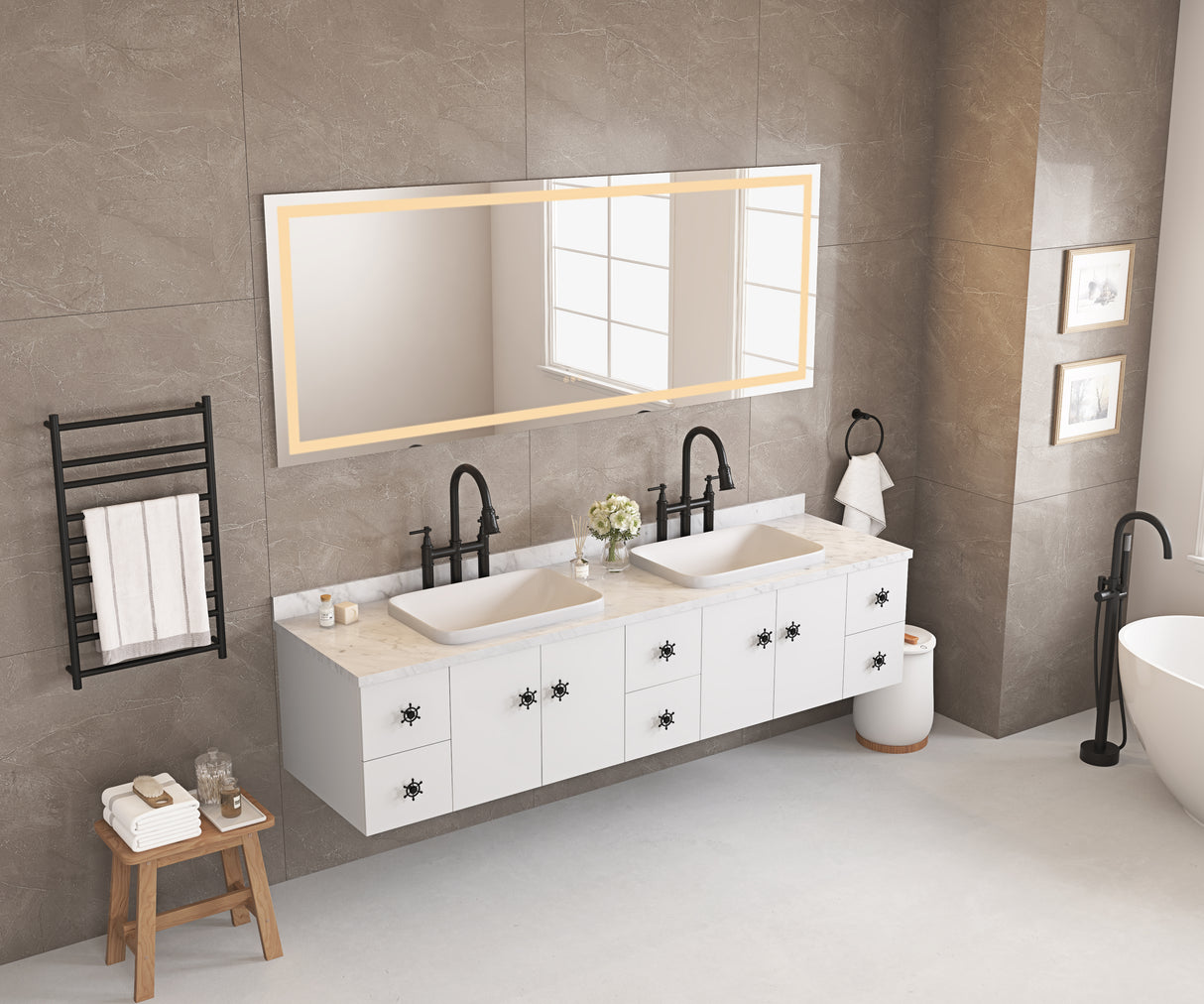 96" x 36" LED Bathroom Mirror with Front and Backlight