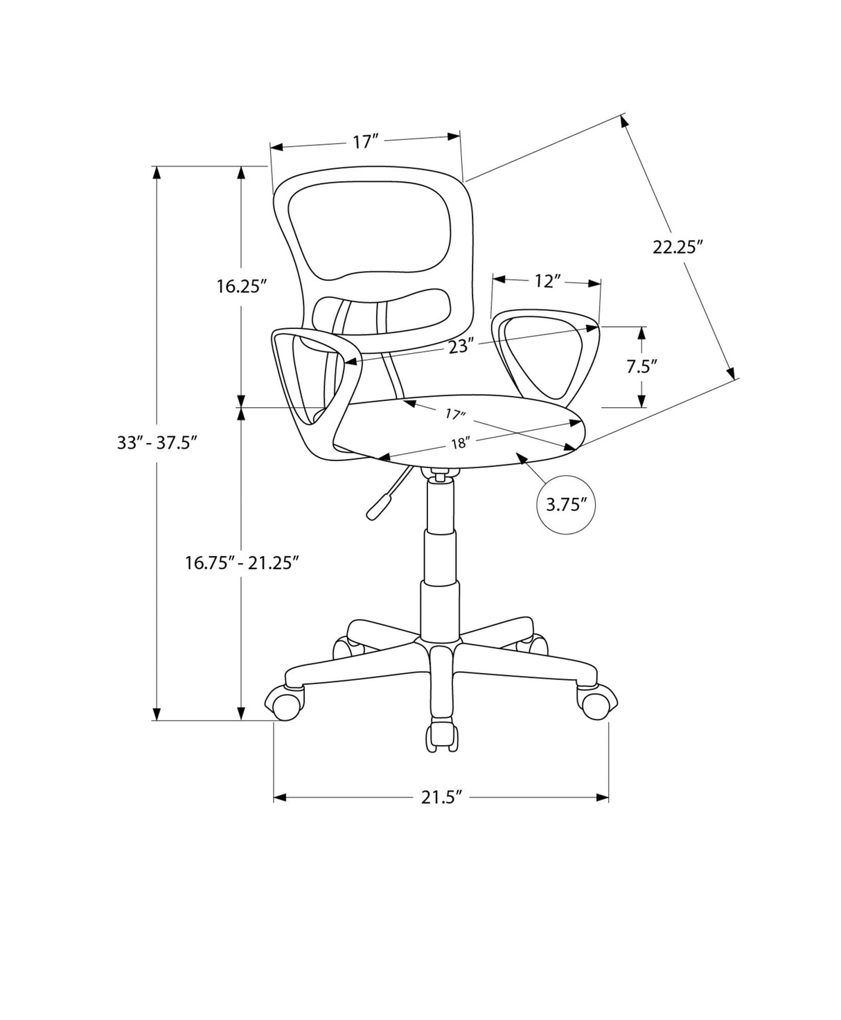 Office Chair, Adjustable Height, Swivel Ergonomic, Armrests, Contemporary - Best Buy Furniture