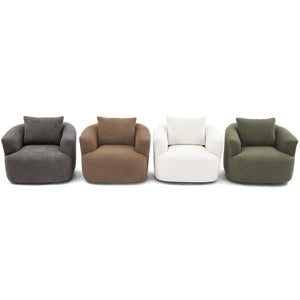 360° Swivel Barrel Sofa Chair With Throw Pillow, Upholstered Accent Chair