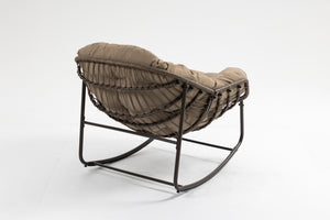 Outdoor Oversized Wicker Rocking Chair with Thick Cushion