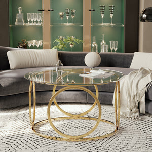 31.5" Modern Round Glass Top Coffee Table