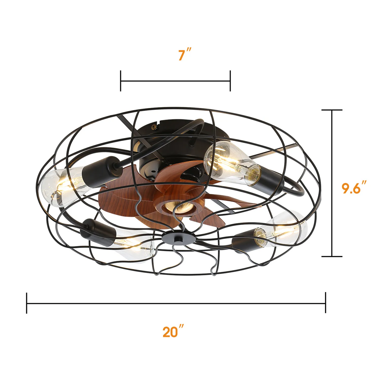Industrial Style 20 Inch Matte Ceiling Fan with Light