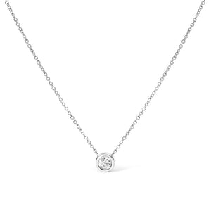 2 Micron 14K Rose Gold Plated Sterling Silver Bezel-Set Diamond Solitaire Pendant Necklace (1/3 cttw, H-I Color, I1-I2 Clarity)