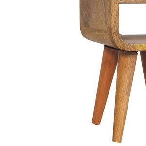 Solid Wood Extra Mini Oak-ish Curve Lower Bedside Table