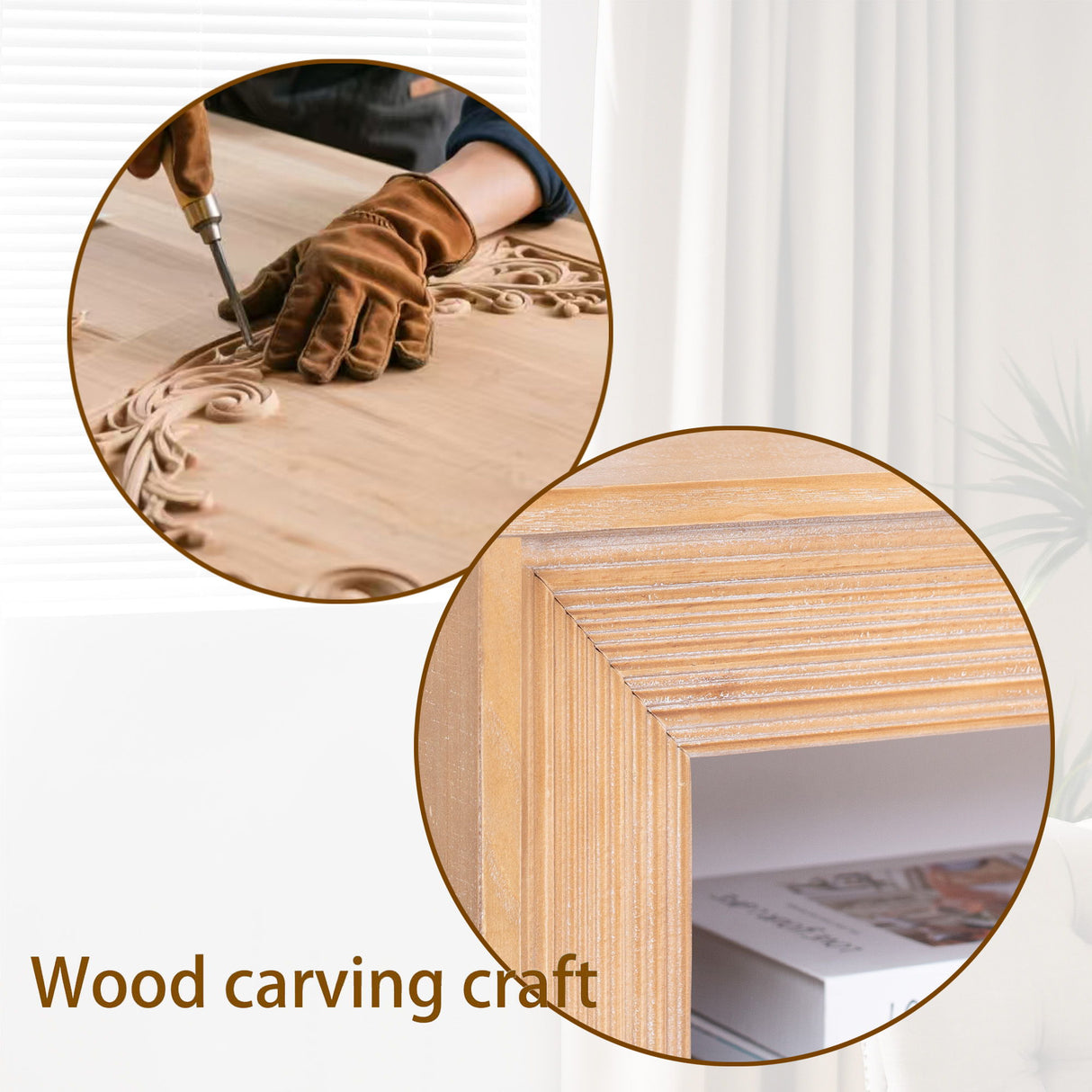 Console Table With Storage Shelf - Antique Natural / Light Natural / Natural