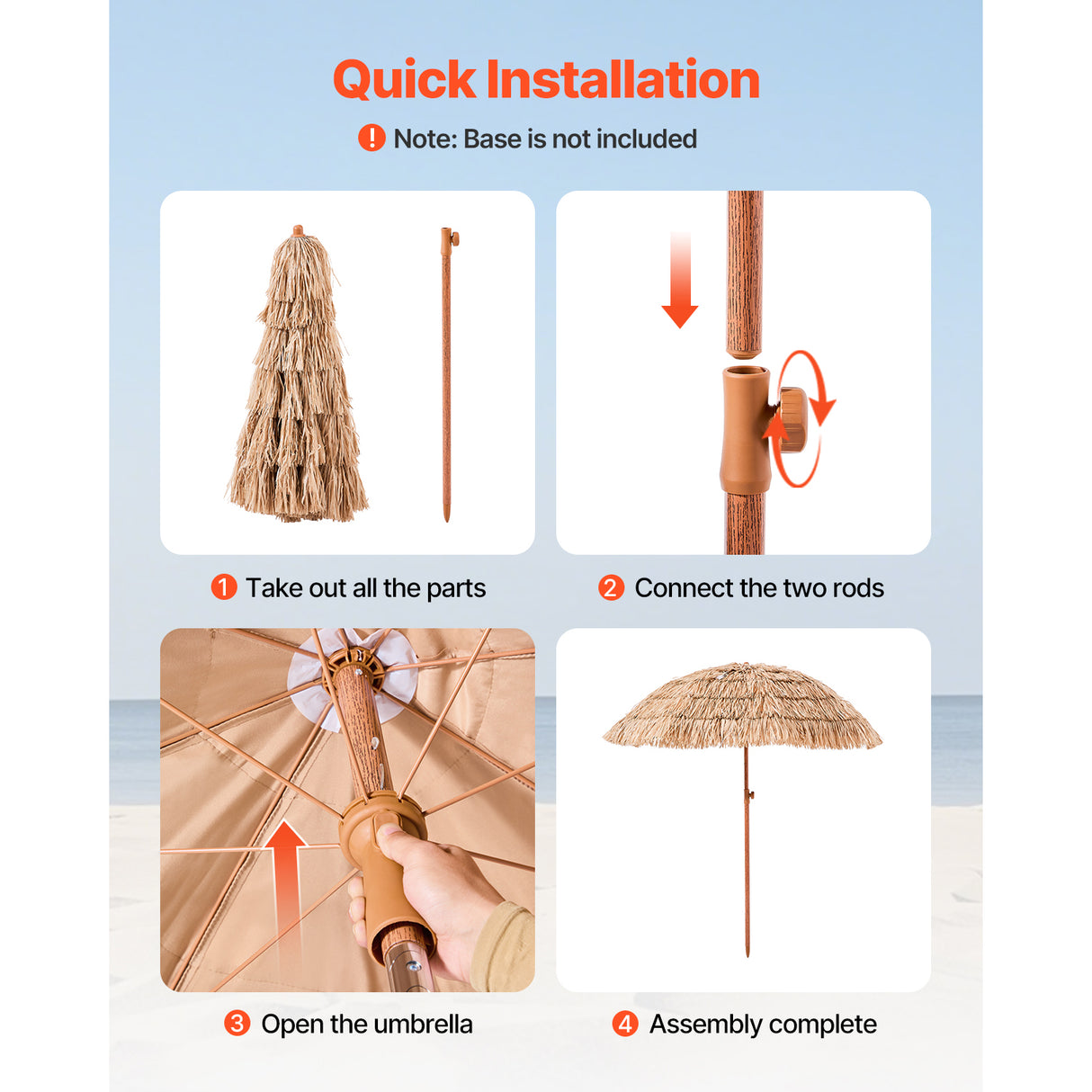 Tiki Umbrella Thatched Patio Umbrella 6 ft Poolside Beach Umbrella
