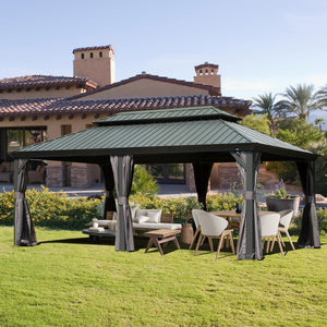 12' x 18' Hardtop Metal Gazebo with Double Roof Canopy