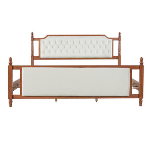 King Size Upholstered Platform Bed with Button Tufted Headboard