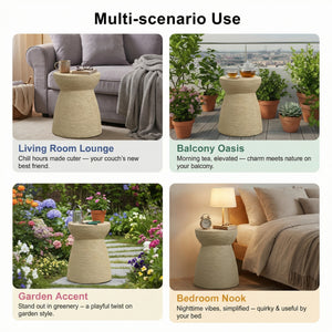 Simulated Rattan MGO Side Table – Versatile Indoor & Outdoor Accent