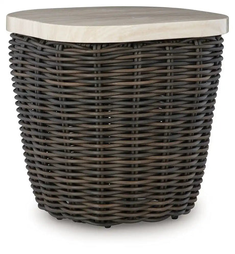 Kimora - Square End Table - Beige / Dark Brown - Best Buy Furniture