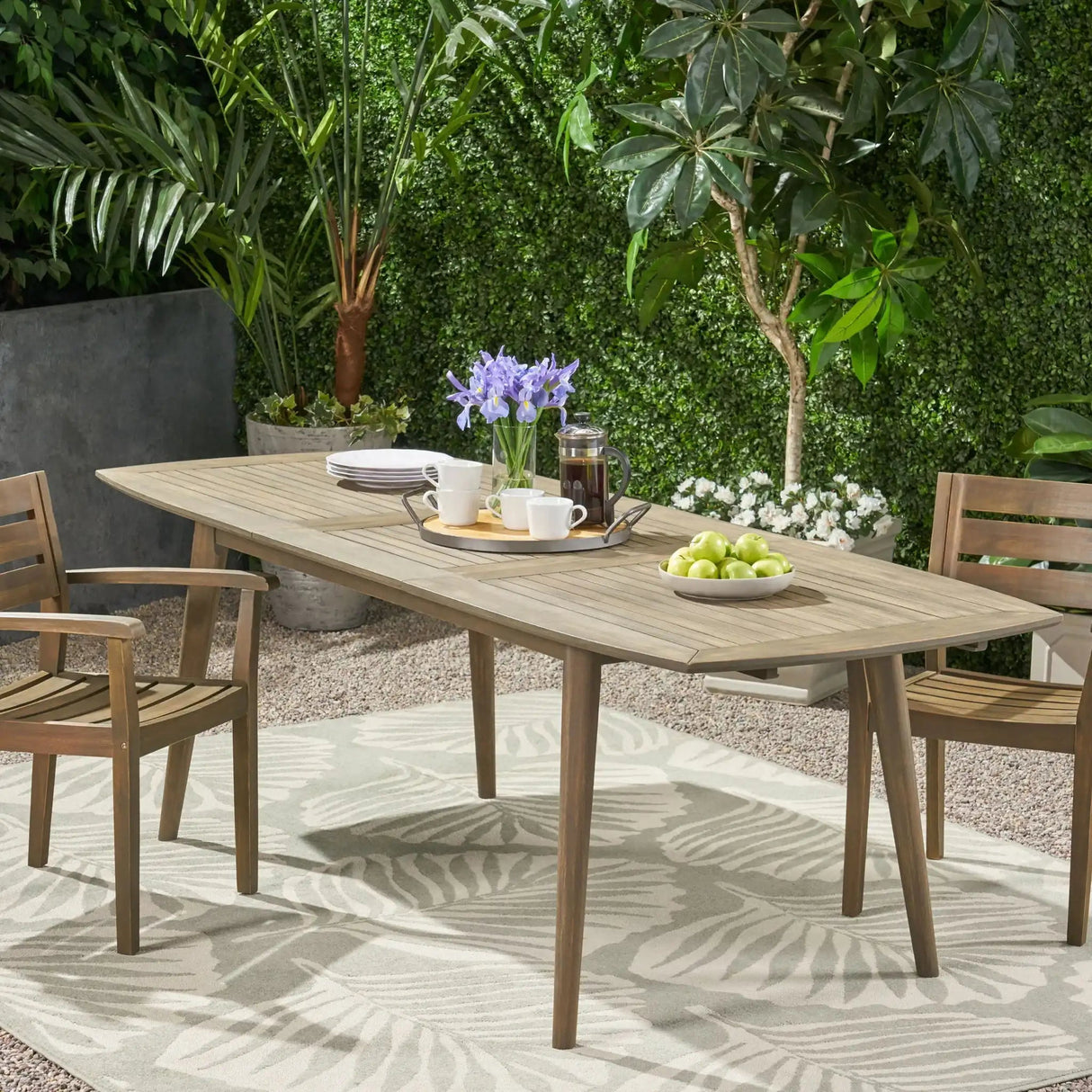 Placidity - Outdoor Expandable Dining Table With Slatted Tabletop And Tapered Legs - Best Buy Furniture