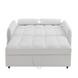 Loveseat Sofa Pull-Out Bed With Adjustable Backrest, 3 USB Ports And 2 Lumbar Pillows For Living Room