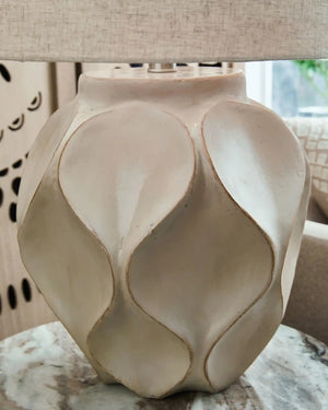 Edselham - Paper Table Lamp - Distressed Cream - Best Buy Furniture