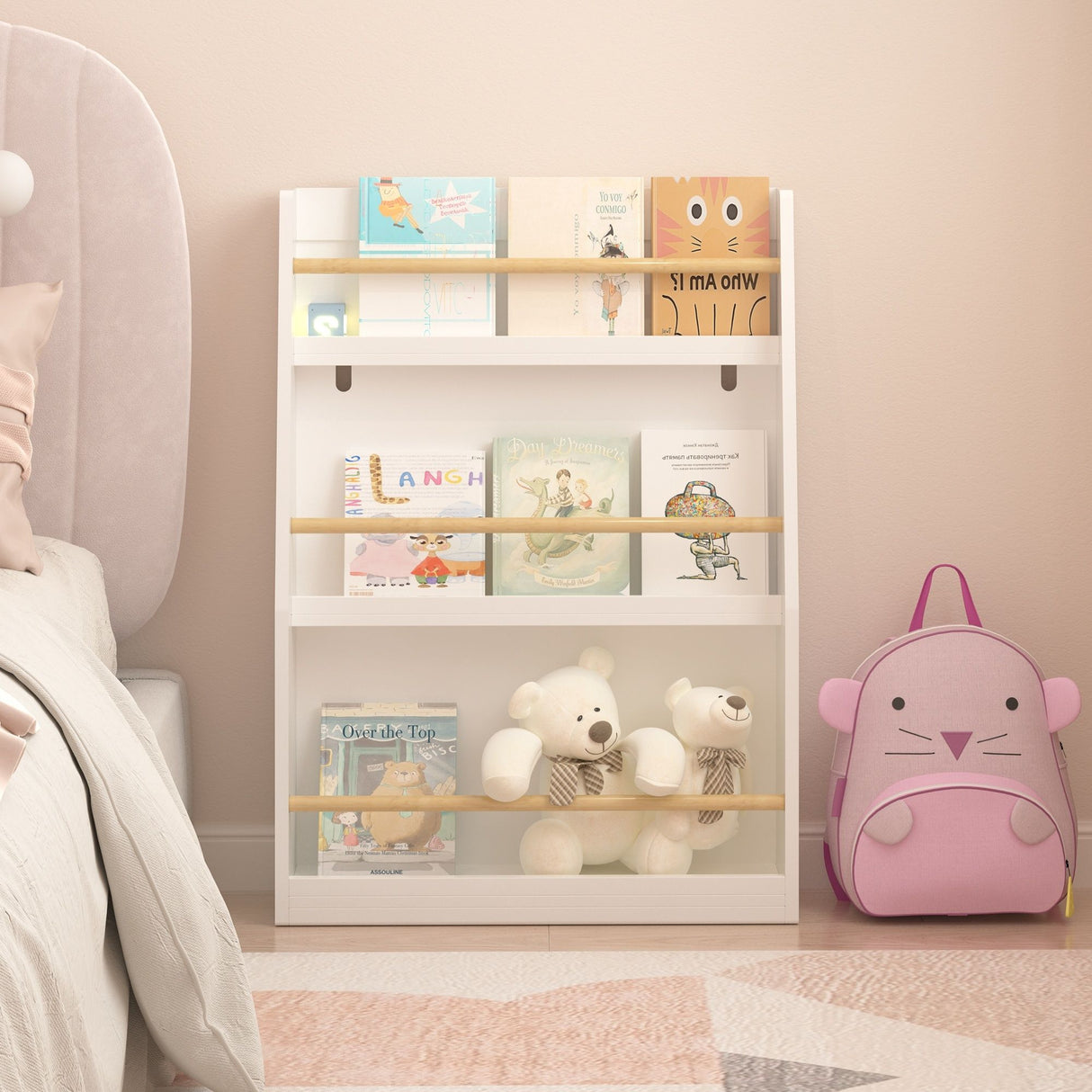 3 Tier Book Shelf, Compact Storage For Bedrooms