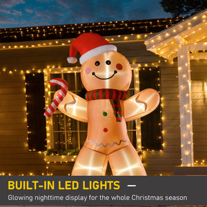 HOMCOM 8ft Christmas Inflatable Gingerbread Man Decoration