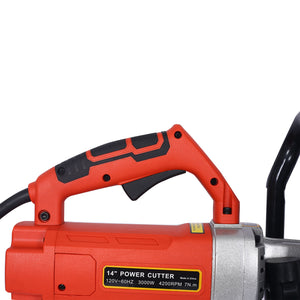 Electric 14" Cut Off Saw Wet / Dry Concrete Saw Cutter With Guide Roller And Water Line Attachment, 3000W - Black / Silver