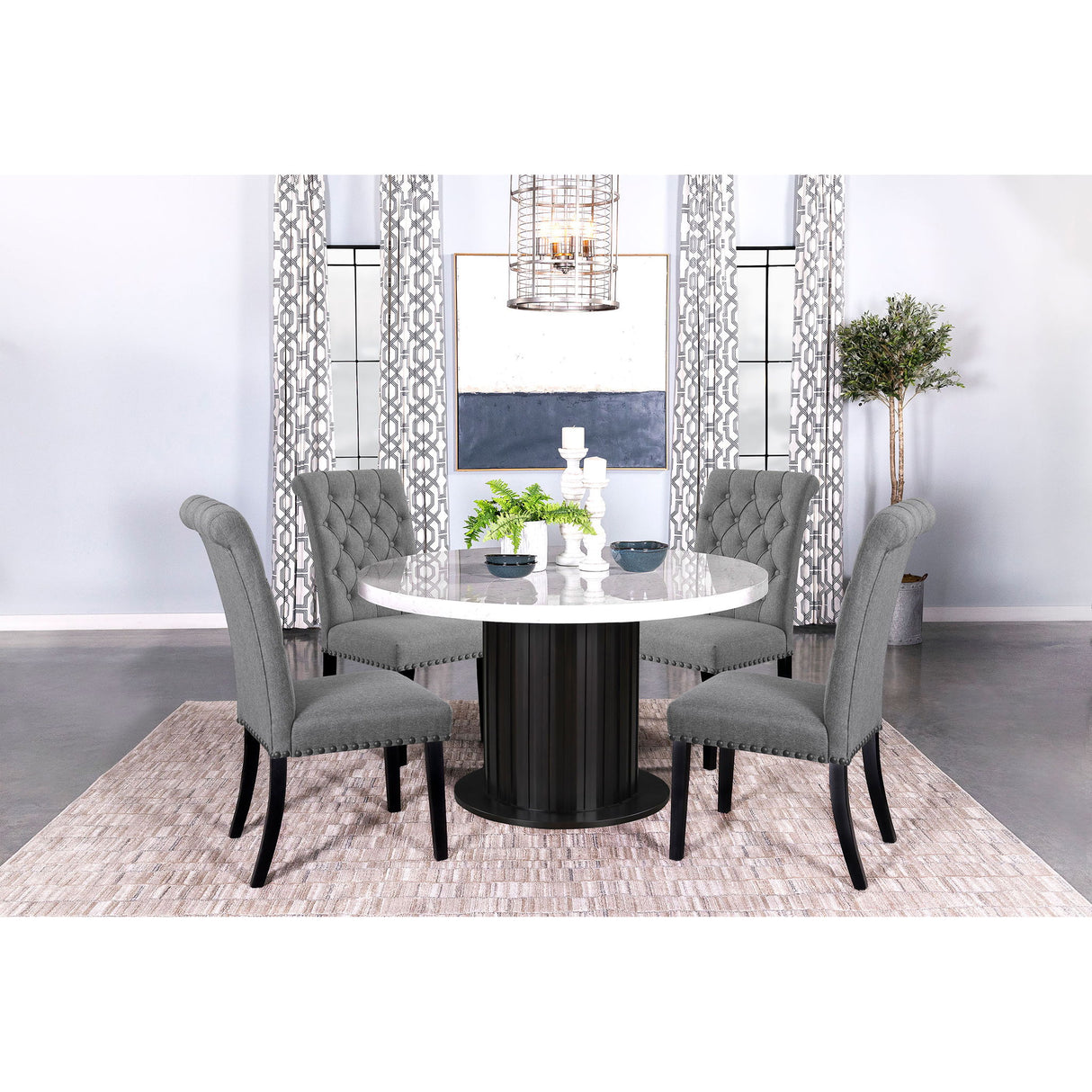 Tufted Rolled Backrest Side Chairs (Set of 2)