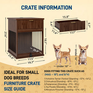 Dog Crate End Table with Charging Station and Storage