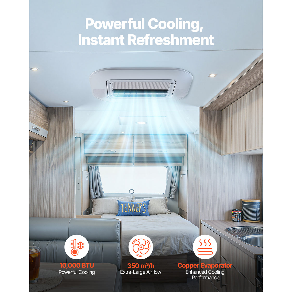 Truck Air Conditioner, 12V 10000 BTU RV Rooftop AC Unit