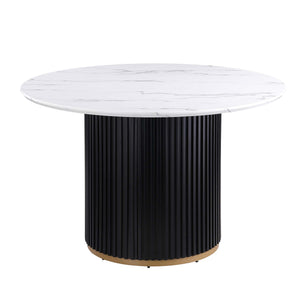 46 Inch Round Faux Marble Dining Table