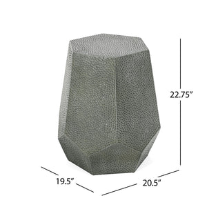 Modern Hammered Iron Geometric End Table