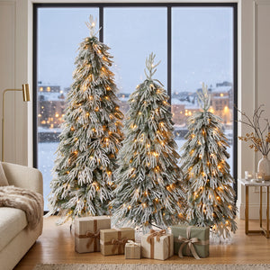 Snowy Cascading Christmas Trees 3-Piece Set